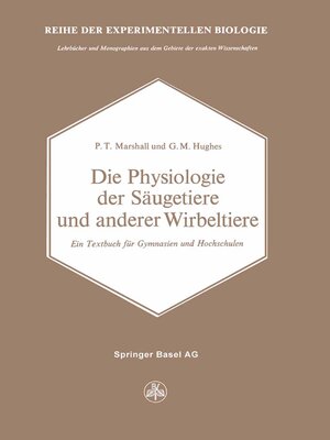 cover image of Die Physiologie der Säugetiere und anderer Wirbeltiere
